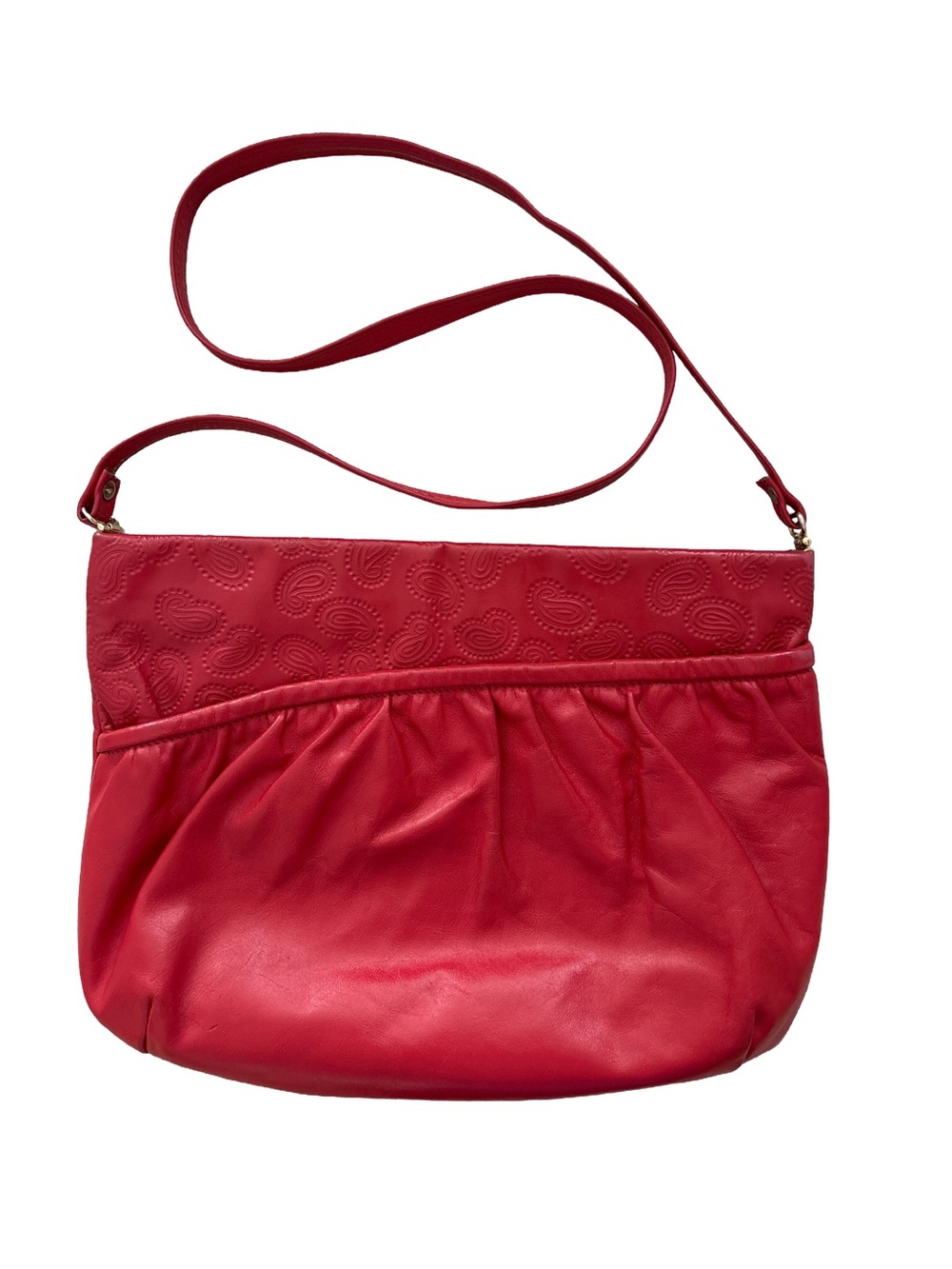Vintage 80s Karnig Mann Red Leather Slouchy Shoulder Bag - Made in Canada